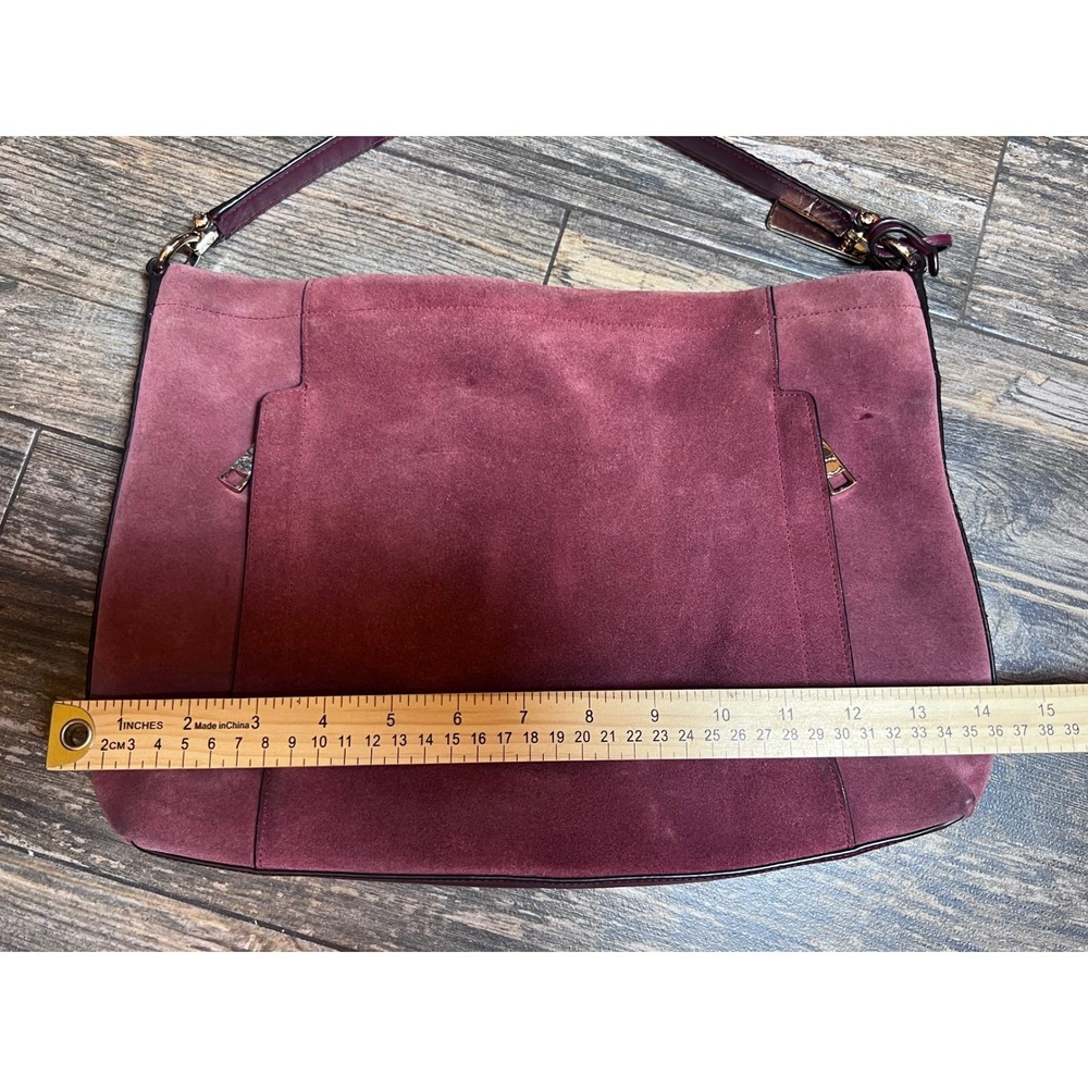 Coach Chelsea Hobo Plum Burgandy Suede Leather Snakeskin Shoulder Bag 35984 RARE - Picture 13 of 15